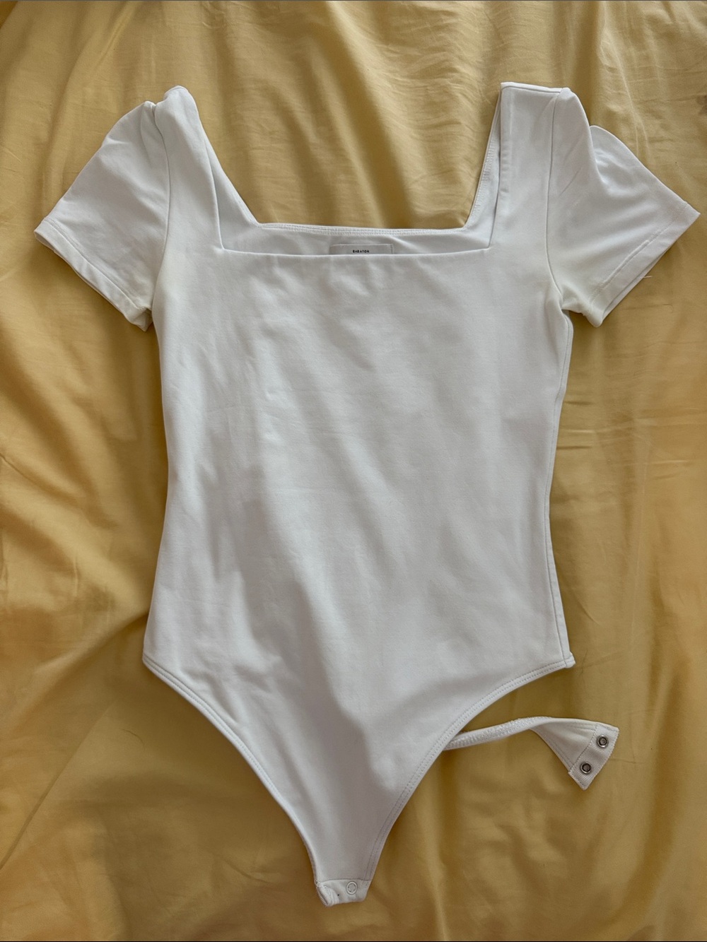 Aritzia White Square-Neck Short Sleeve Bodysuit
